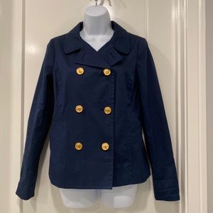 Size small button up jacket coat navy blue